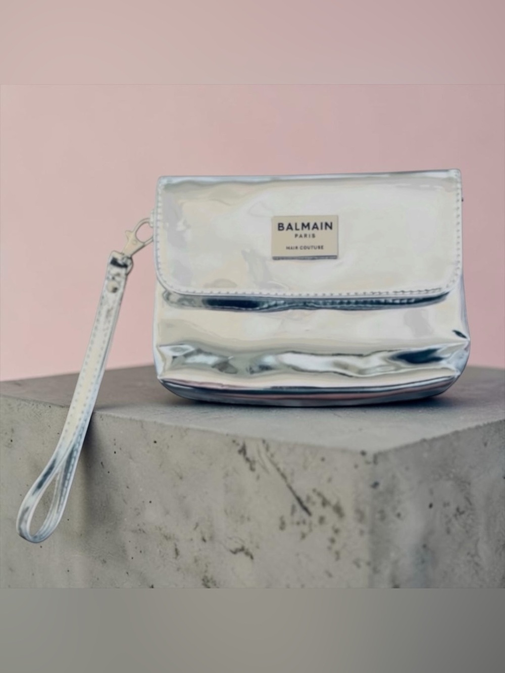 Balmain Silver Wristlet Clutch